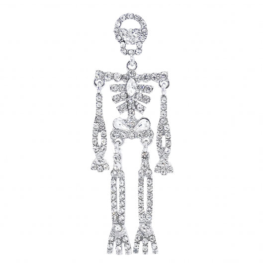 Crystal Skeleton Pin